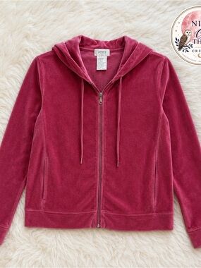 Jones New York velour‎ full-zip hooded jacket - Women’s Large